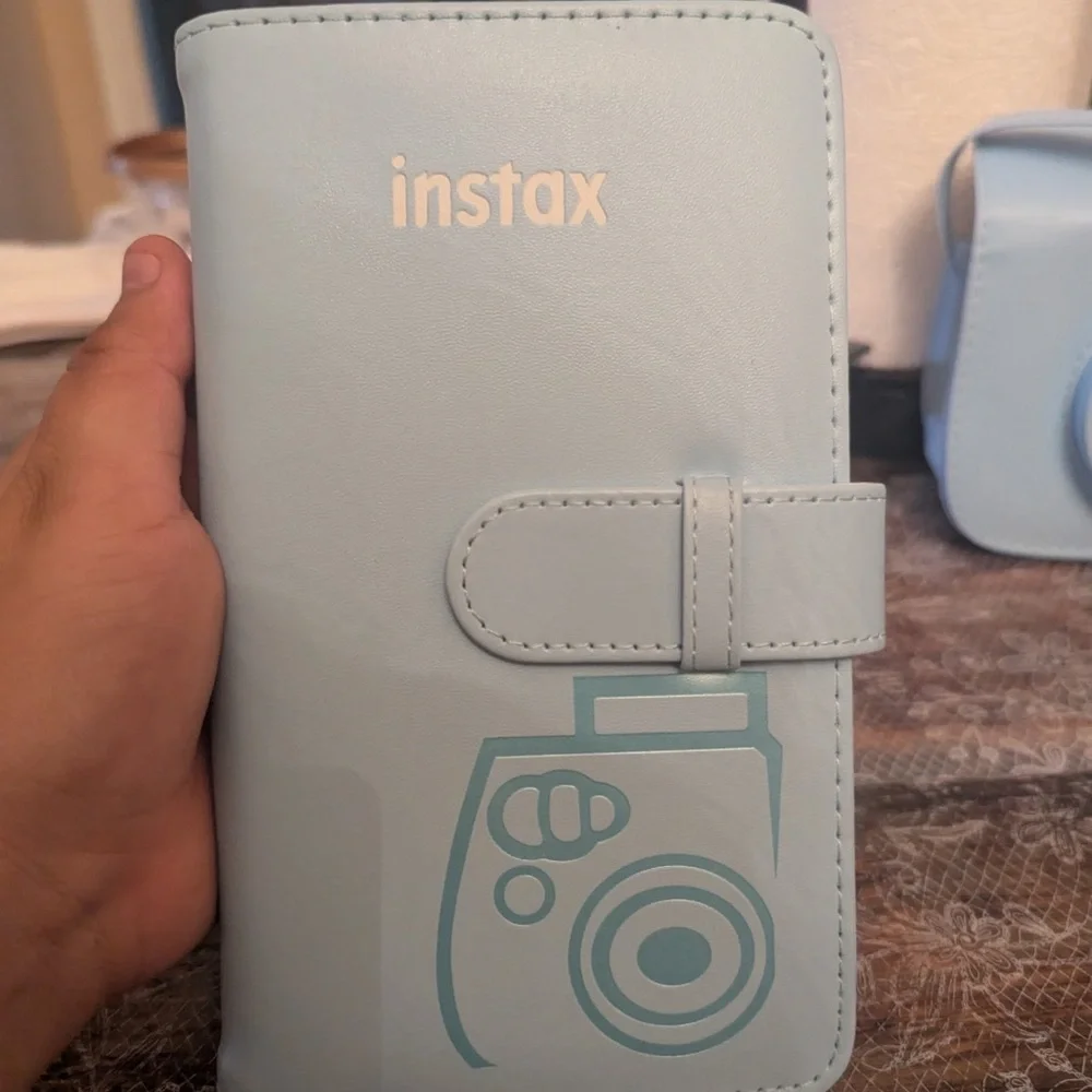 Fujifilm Instax Mini Camera with Blue Case and mini wallet album